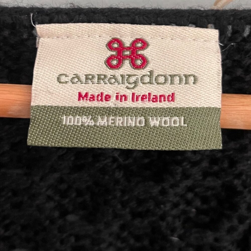 Carraig Donn Irish Cable Knit Fisherman Sweater Size XL Chunky Merino Wool - Picture 3 of 9